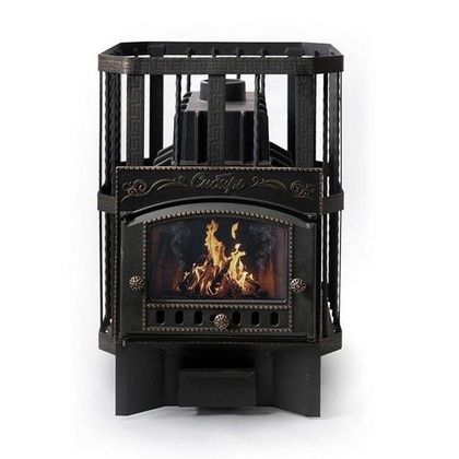 Печь для бани НМК Сибирь «Сибирь-32» каминная дверца кованная сетка, чугун в Астрахани