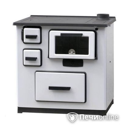 Отопительно-варочная печь Plamen Slavonac белая труба справа в Астрахани