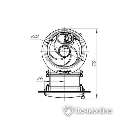 Дровяная печь-каменка Прометалл Атмосфера L комбинированная сетка-ламель Змеевик наборный в Астрахани
