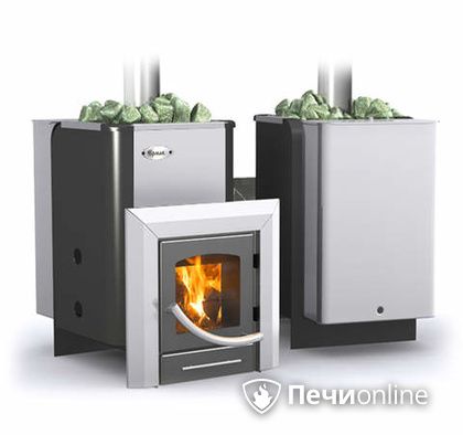 Дровяная банная печь Ермак Элит 16-ПС стекло нержавеющая сталь регулируемый тоннель в Астрахани