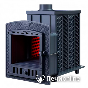 Дровяная банная печь Гефест 25 (П) чугунная дверца с панорамным стеклом в Астрахани