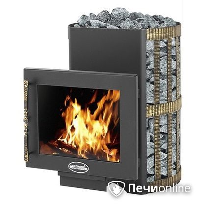 Дровяная банная печь Везувий Скиф Ковка 22 Панорама в Астрахани