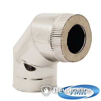 Дымоход УМК Сэндвич-отвод 90° D130х200 Н+Н 1.0мм 0.5мм по воде в Астрахани