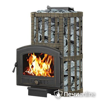 Дровяная банная печь Везувий Ураган Ковка 16 (224) с закрытой каменкой чугун в Астрахани