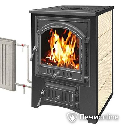 Печь-камин Везувий ПК-01(205) с плитой и теплообменником бежевый в Астрахани
