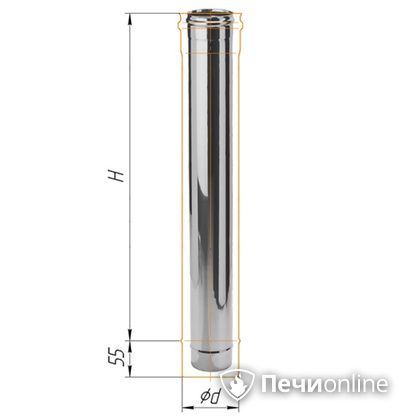 Дымоход Феррум Дымоход нержавейка 08 d-115 L=1м в Астрахани