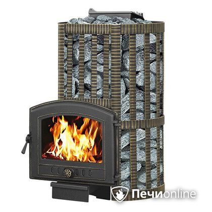 Дровяные печи-каменки Везувий Ураган Ковка 22 (224) с закрытой каменкой чугун в Астрахани