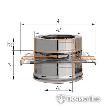 Дымоход Феррум Площадка монтажная  d-115/200 по воде в Астрахани