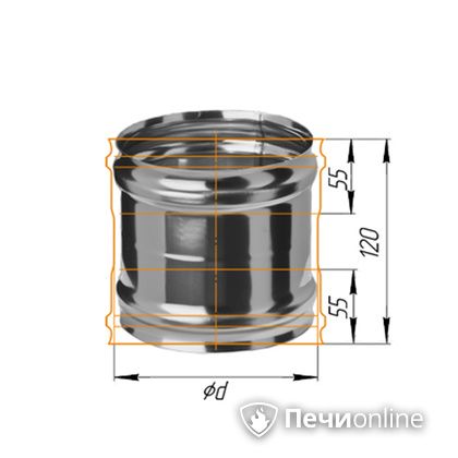 Дымоход Феррум Адаптер ММ для печи нержавеющий 08 d-120 в Астрахани