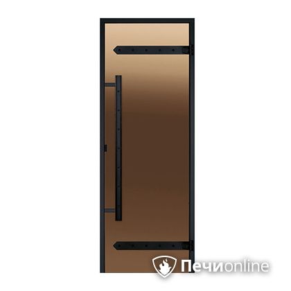 Дверь для бани Harvia Стеклянная дверь для сауны LEGEND 7/19 черная коробка сосна бронза  D71901МL в Астрахани