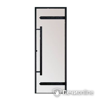 Дверь для бани Harvia Стеклянная дверь для сауны LEGEND 7/19 черная коробка сосна сатин D71905МL в Астрахани